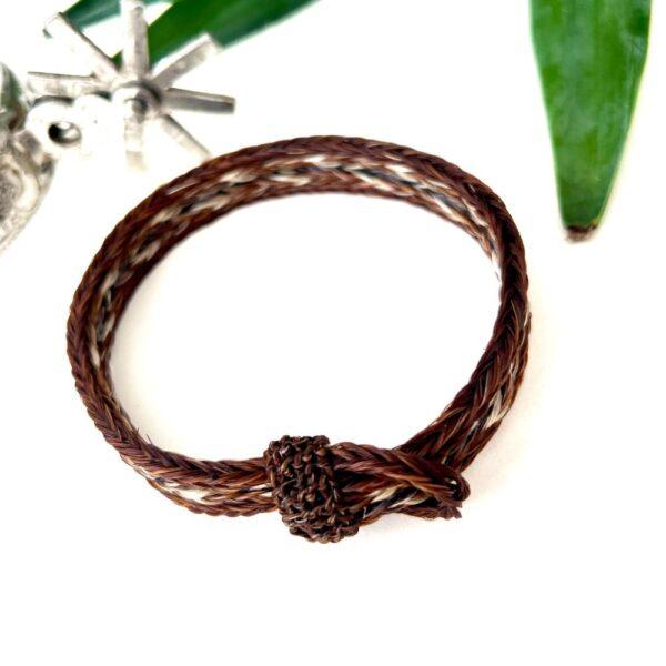 pulsera crin cinco hilos café gris