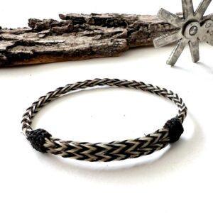 pulsera crin sencilla negro beige