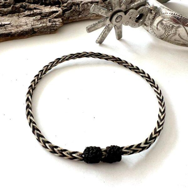 Pulsera crin sencilla negro beige - Imagen 2