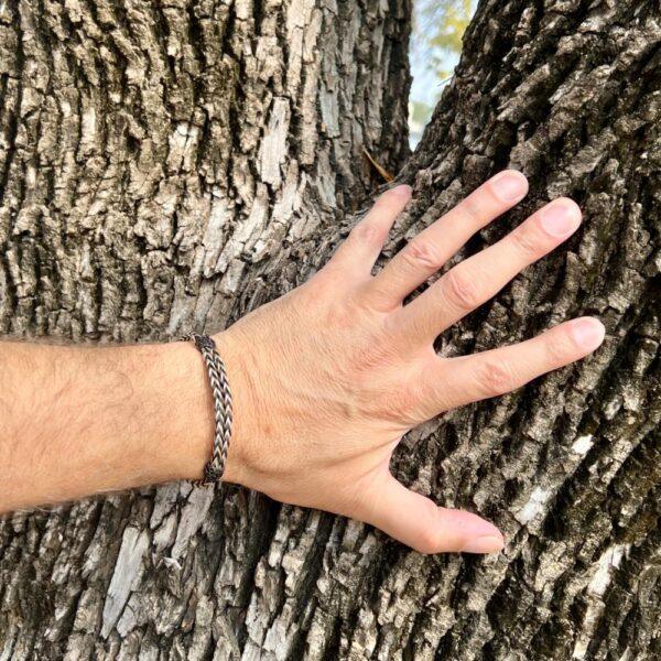 pulsera crin sencilla negro beige