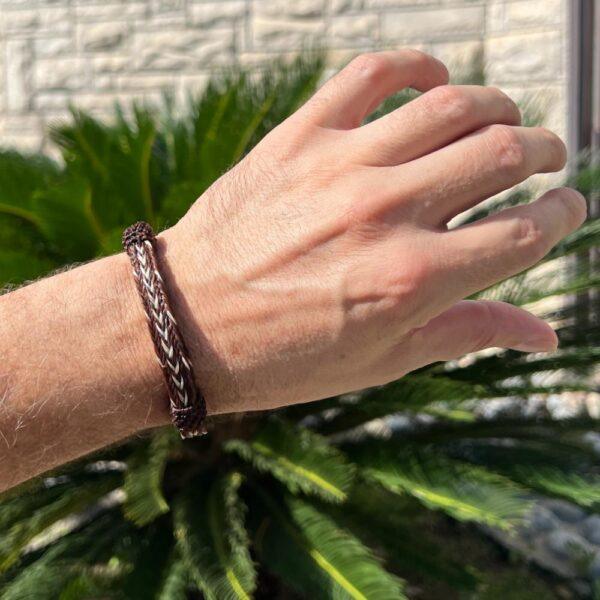 pulsera crin triple café flechas beige