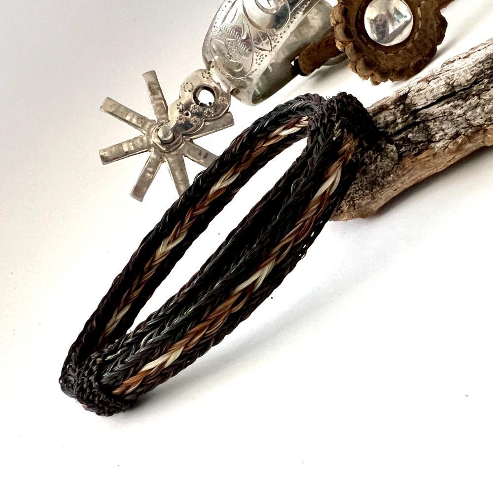 pulsera crin triple negro café beige