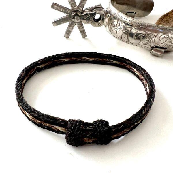 Pulsera crin triple negro café beige - Imagen 2