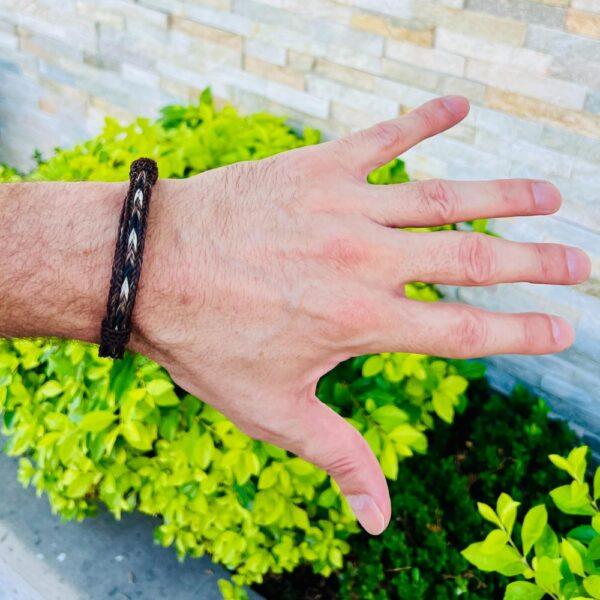 Pulsera crin triple negro café beige - Imagen 4