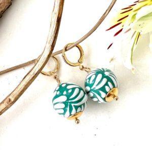 arracadas talavera verde redondas