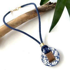 collar grande talavera azul piel