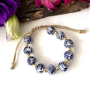 pulsera talavera azul esferas