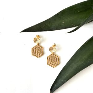 aretes miyuki panal blanco
