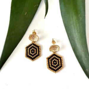 aretes miyuki panal negro