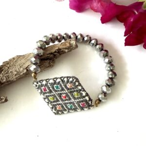 pulsera bordado Chiapas gris