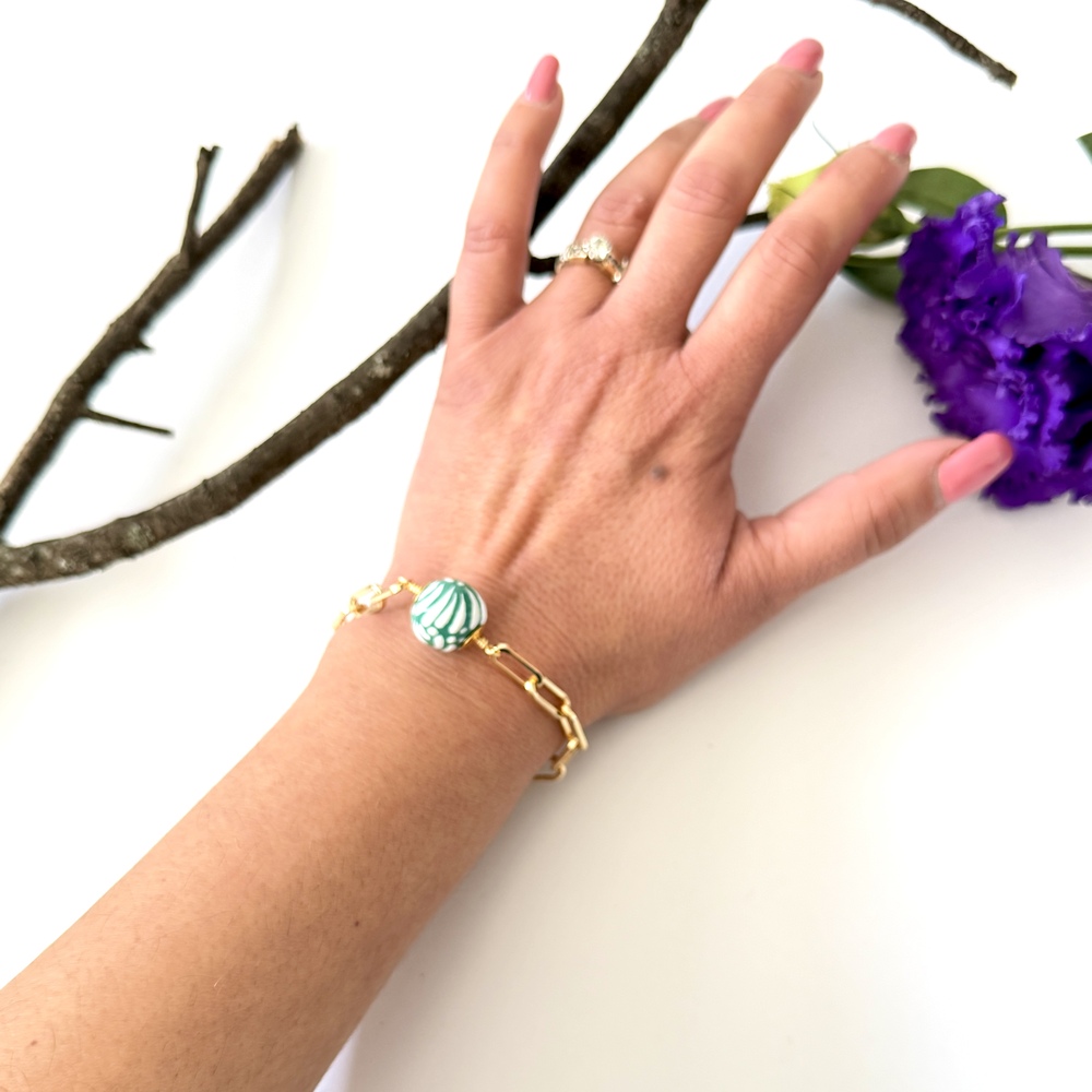pulsera chapa esfera talavera verde