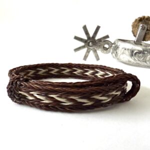 pulsera crin cuatro hilos cafe con beige