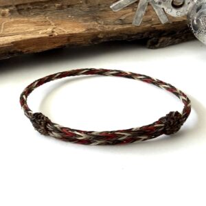 pulsera crin sencilla cafe con rojo