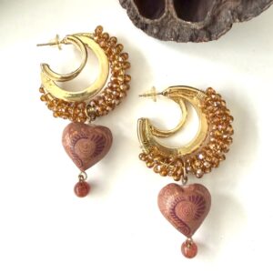 aretes copal corazon café