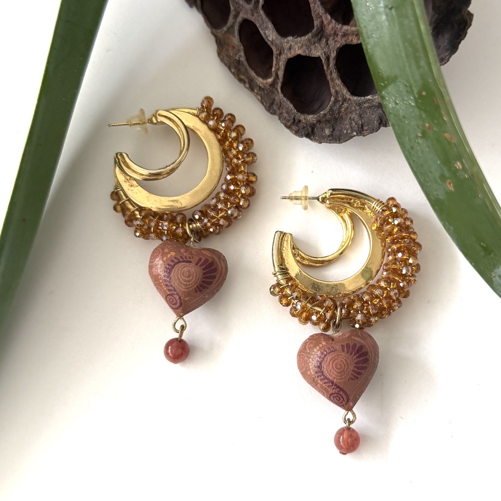 Aretes copal corazón café - Imagen 2