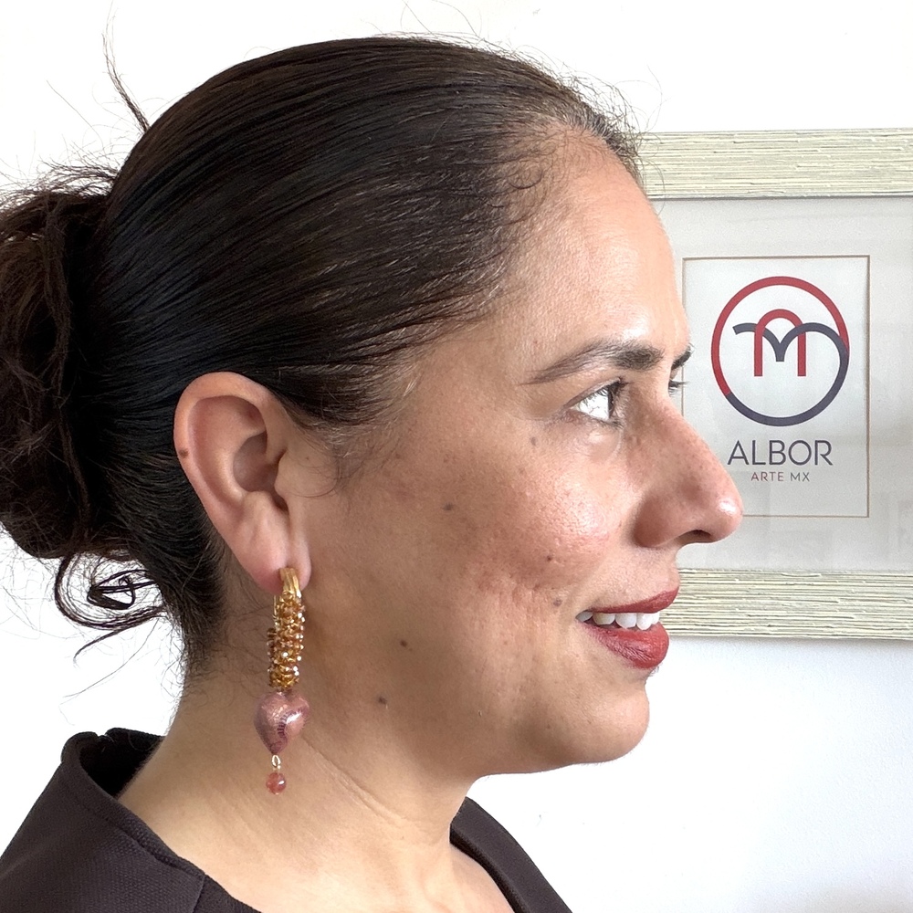 Aretes copal corazón café - Imagen 4