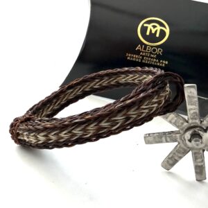 pulsera crin cuatro hilos cafe con flechas