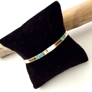 pulsera miyuki tila turquesa y dorado